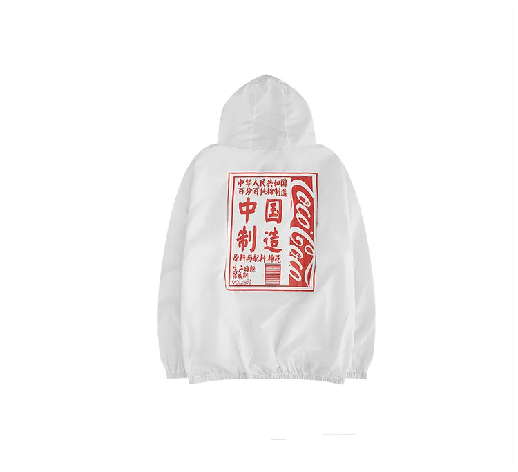 Chinese Letter Print Jacket Men Spring And Autumn Outwear Jackets Men Skateboard Hip Hop High Street Hooded Windbreaker Jacket