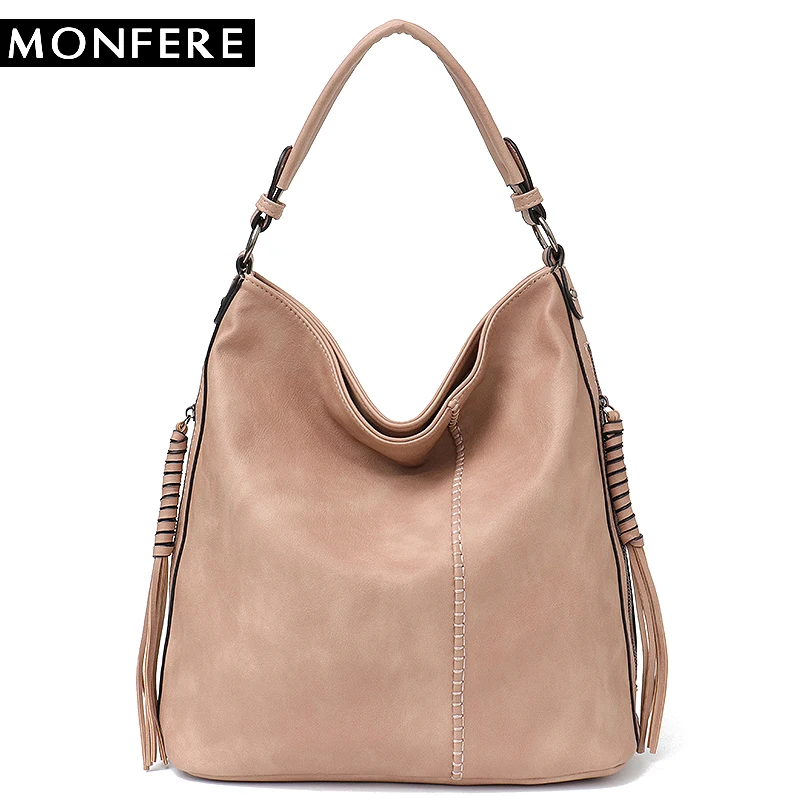 MONFERE Faux Leather Hobo Handbag Large Tote Women Daily Shoulder Bag Female Tassel Thread Top-handle Crossbody Ladies Bag 2018 MONFERE Faux Leather Hobo Handbag Large Tote Women Daily Shoulder Bag Female Tassel Thread Top-handle Crossbody Ladies Bag 2018