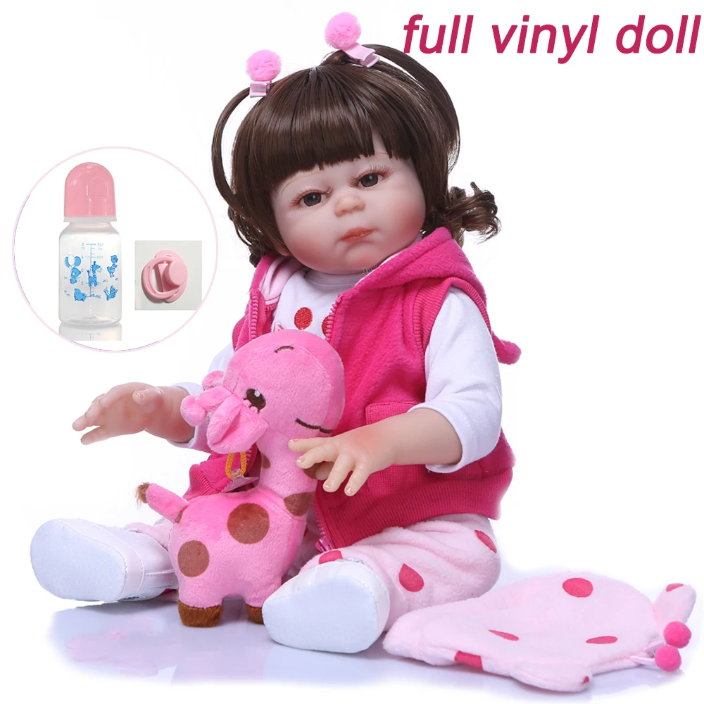 

Small Size 48cm hard Silicone Reborn Baby high Doll Toys Like Alive Bebe angel Princess toy with Soft animal plush lol-Bonecas