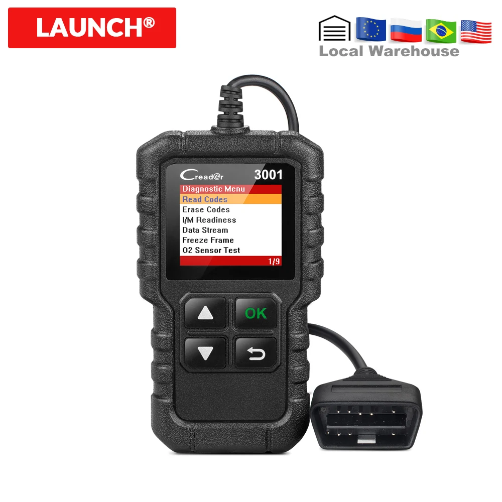 

LAUNCH X431 Creader 3001 Code Reader OBDII/EOBD Auto Diagnostic Tool graph datastream DIY Scanner CR3001 Creader V+ VI KW590