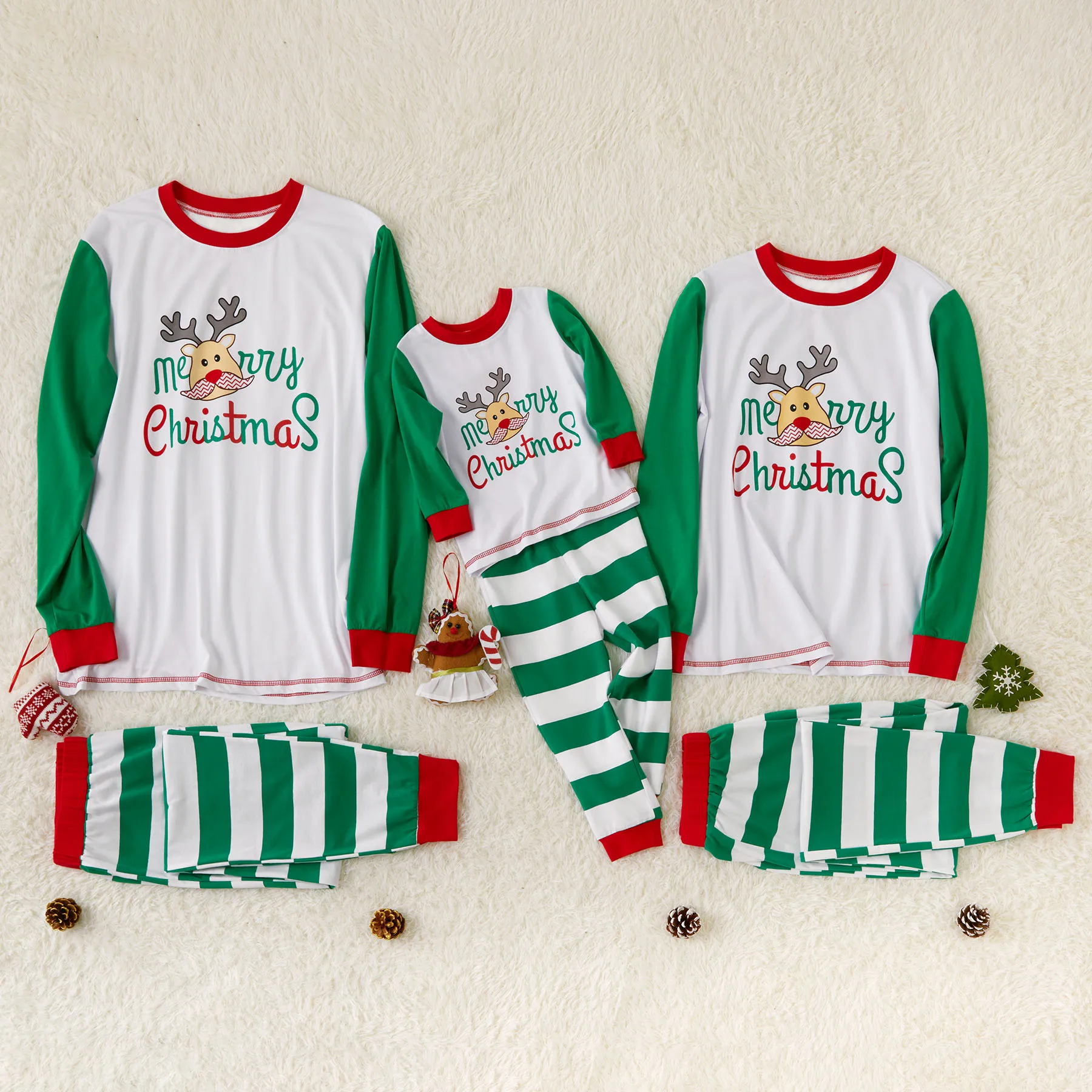 Семейные пижамы; комплект в полоску; новая зимняя одежда для родителей и детей; Повседневная хлопковая комфортная Рождественская одежда