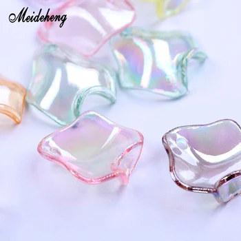 

16mm Acrylic Peony transparent Beads Small lotus leaf Petal Color plating beads Handmade necklace bracelet making Jewelry Design