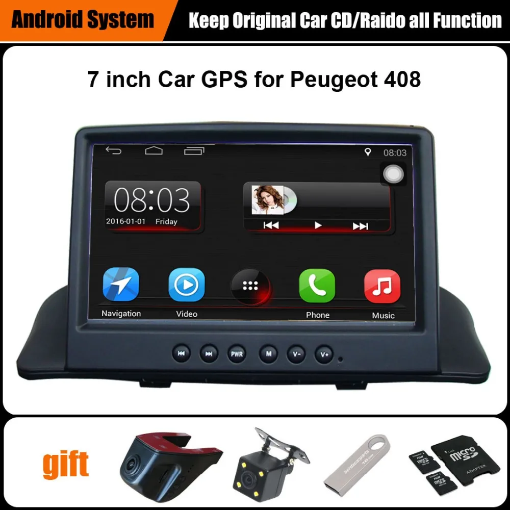  Upgraded Original Car multimedia Player Car GPS Navigation Suit to Peugeot 408 Support WiFi Smartph