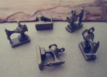 

25pcs /lot Antique bronze Sewing machine necklace pendant charm 12mmx12mm
