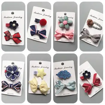 

2PC/lot Baby Girl Kids Hair Accessories Flowers Bowknot Cloud Ball Sequin Leaf Girl Hair Clip