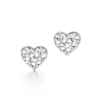 

SHINETUNG Original 100% S925 Sterling Silver Earrings Heart-Shape Trendy Earrings Women Logo Fine Luxury High-End Jewelry