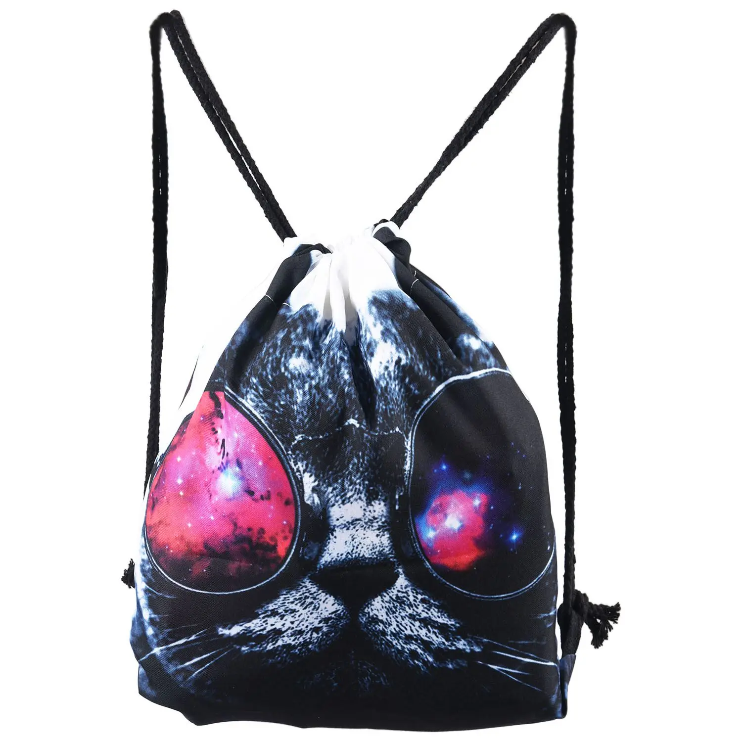 Unisex Emoji Backpacks 3D Printing Bags Drawstring Backpack(Glasses cat