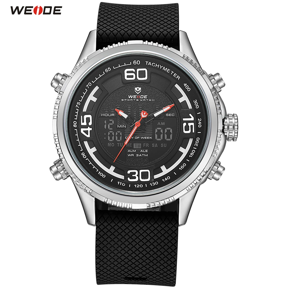 

2018 Top Sale WEIDE LED Men PU Band Steel Case Watch Sport Watch Digital Quartz Watch Men Waterproof Wristwatch Orologio Uomo