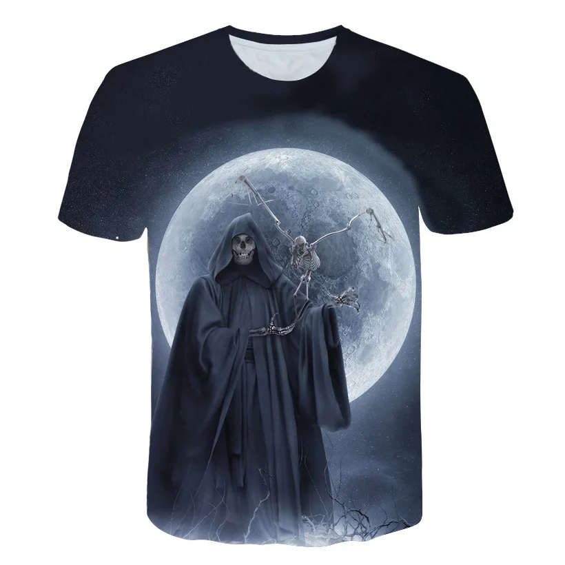 Белая 3D футболка с черепом Мужская мужская летняя высокого качества Camiseta