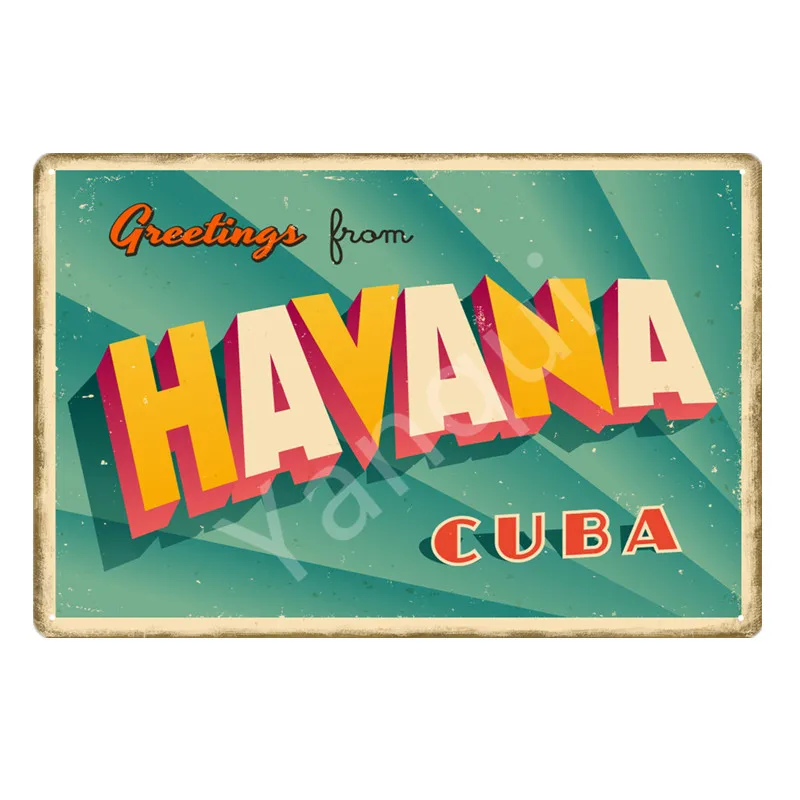 Ретро Гавана Куба живопись оловянные вывески Винтаж Декор наклейки на стену для бара, паба, ресторана, отеля украшения металлический художественный плакат YQZ085 - Цвет: NEW0292A