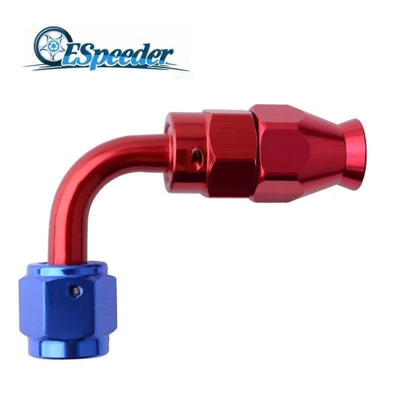 

ESPEEDER Red And Blue AN4 90degree Swivel Seal Hose End Swivel PTFE Hose End Fuel Fittings Adaptor Reusable