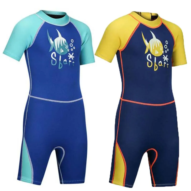 

2MM One-Piece Diving Suit Short Sleeve Children Wetsuit Water Sports Prevent Jellyfish Surfing Snorkeling SwimSuit Boys Girl