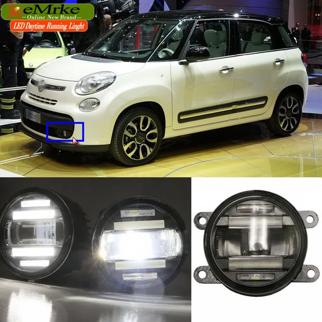 eeMrke Car Styling For Fiat 500L 2012 2013 2014 2015 up 2 in 1 LED Fog