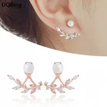 Новое поступление, жемчужные серьги-гвоздики, 925 пробы, серебряные серьги-гвоздики с кристаллами в виде листьев для женщин, ювелирные изделия,, Brincos