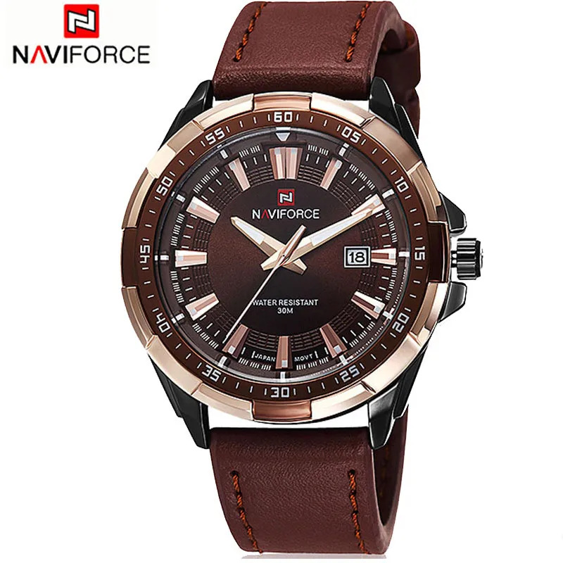 

2017 NAVIFORCE Brand Analog Quartz Watch Men Waterproof Fashion Casual Sports Watches Man Leather Wristwatches Relogio Masculino