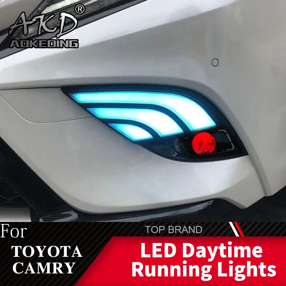 

AKD 2PCS LED Daytime Running Light For Toyota Camry SE 2018 2019 Flowing Turn Signal Function 12V Car DRL Fog Lamp Decoration