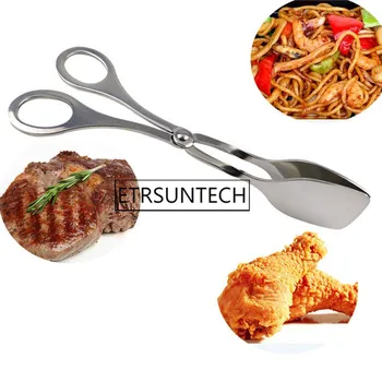 Best 100pcs Stainless Steel BBQ Tongs Barbecue Buffet Pastry Food Tong Food Bread Salad Clip Scissors