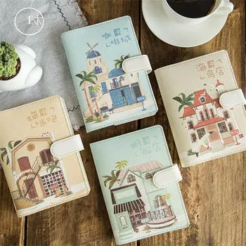 

Coloffice PU Leather Handbook Island Bookstore Series Creative Simple Scenery Notebooks Cartoon Cute Style Gifts School Supplies