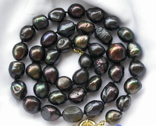 

FREE SHIPPINGP3111 24" 15mm baroque black freshwater cultured pearl NECKLACE