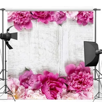 

3D Pink Flower White Old Wood Backgrounds Vinyl cloth High quality Computer print wall photo backdrop