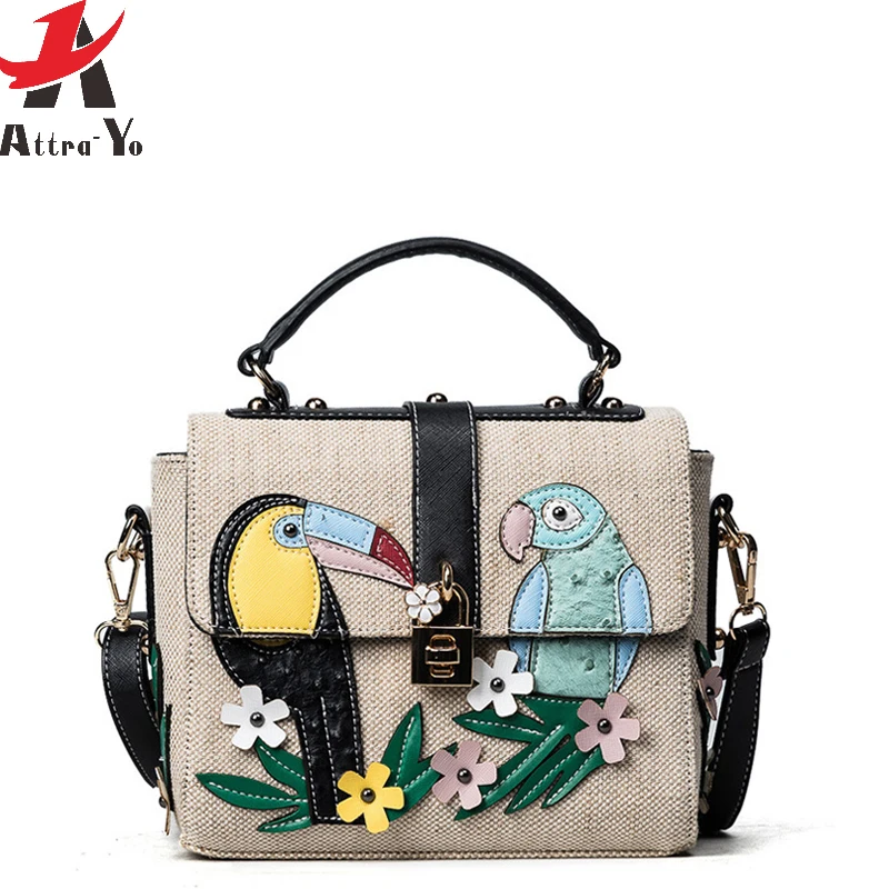 Atrra Yo Canvas Bag Birds Female Luxury Handbag Brands Carton Women's ...