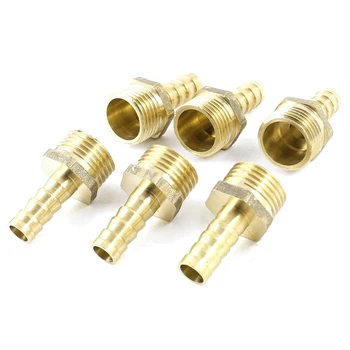 

6x Gold 1/2 PT Male to 10mm Hose Hoses Air Gas Quick Coupler Adapter