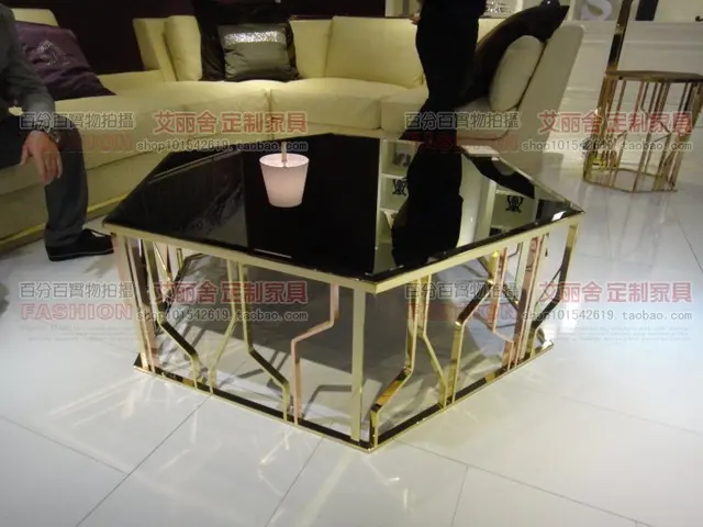 Rose Gold Stainless Steel Hexagonal Gl Coffee Table Rose Gold Stainless Steel Hexagonal Gl Coffee Table After Allen Modern Minimalist