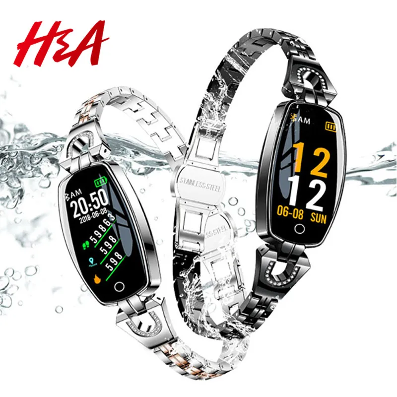 Online H A H8 pulsera deportiva reloj inteligente 2019 impermeable Monitor de ritmo cardíaco Bluetooth para iOS Android reloj inteligente mujer regalo