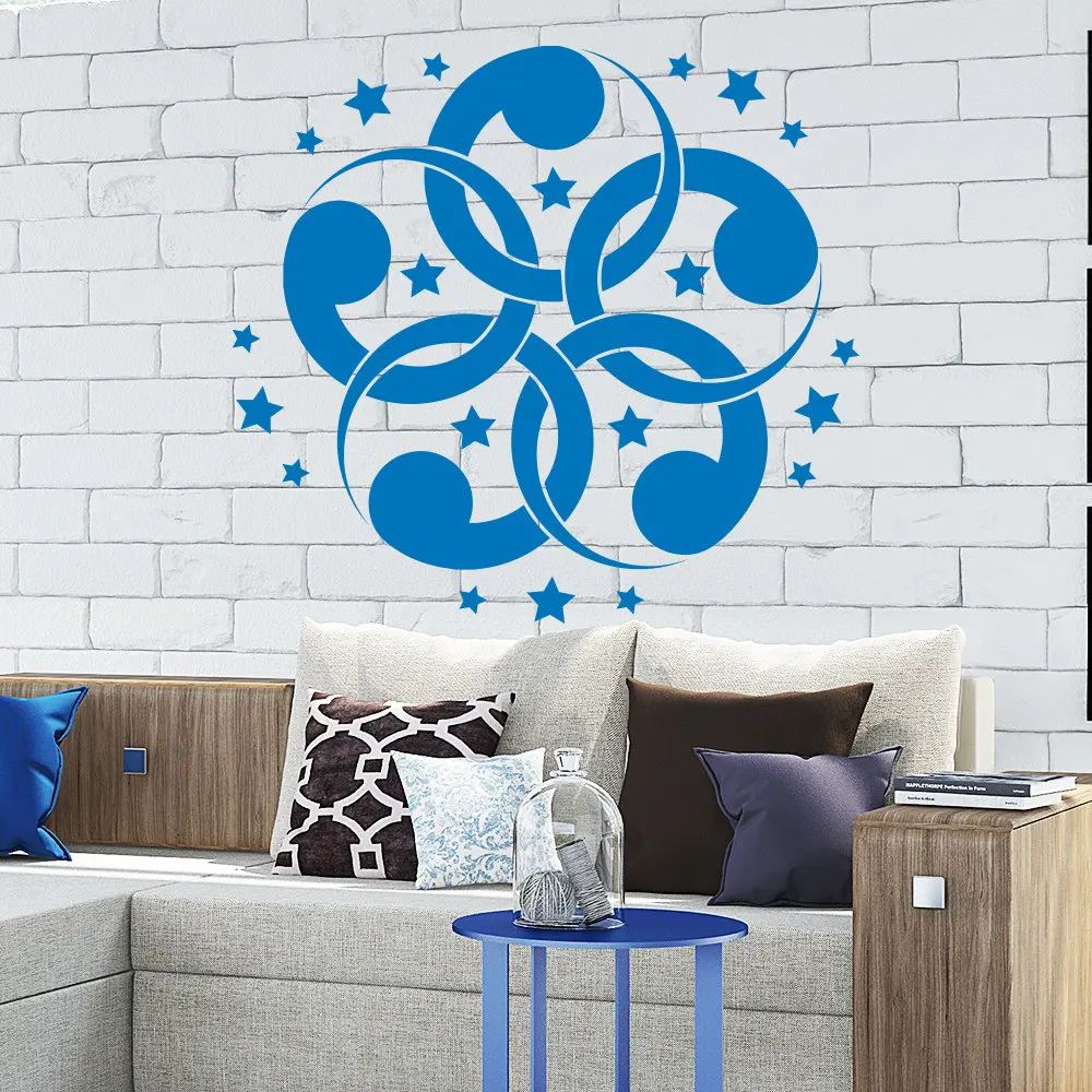 Flower Pattern Wall Stickers Vinyl Interior Wall Decal Stars Living