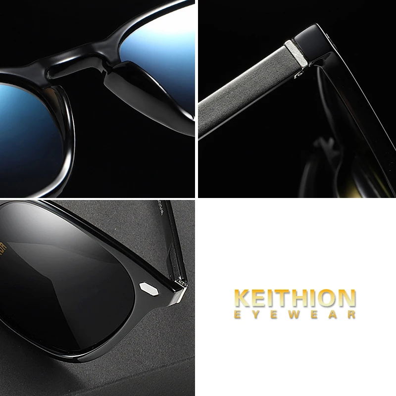 KEITHION Brand Design Classic Polarized Sunglasses Men Women Driving Square Frame Aluminium Magnesium Legs Sun Glasses UV400