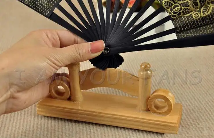 Wood Stand Chinese Style Hand Fan Display For Silk/Paper/Lace Folding Pocket Fan 
