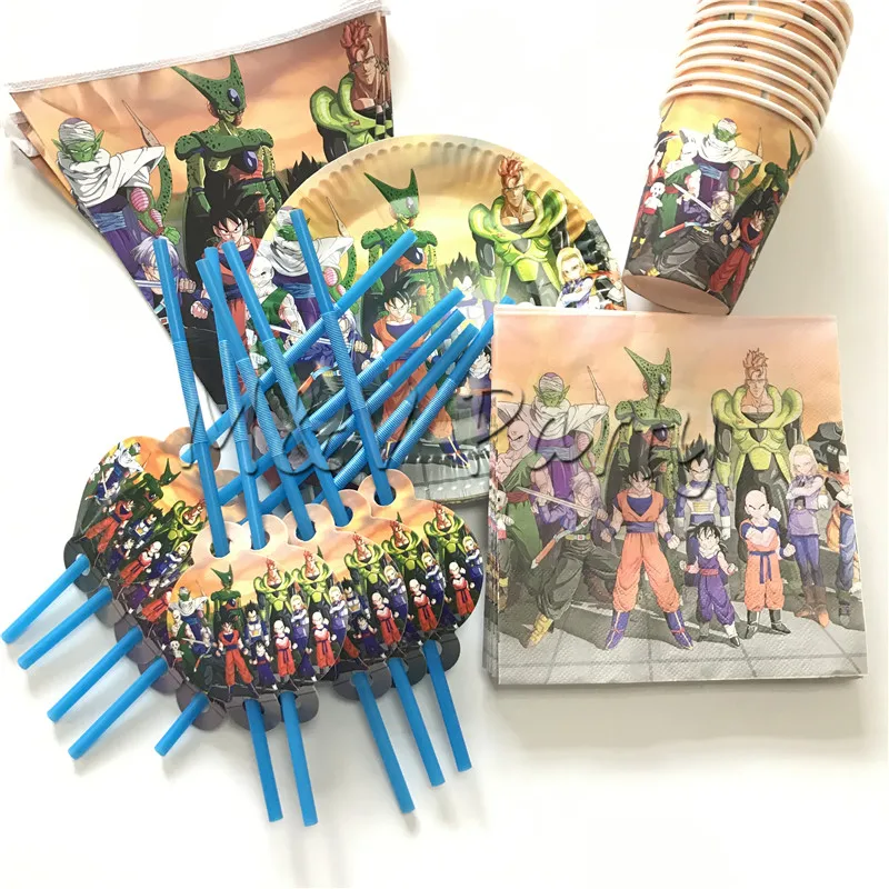 

60pcs/lot Dragon Ball Theme Party Disposable Tableware Set Paper Cup Plate Napkin Set Birthday Kid Baby Shower Party Supplies