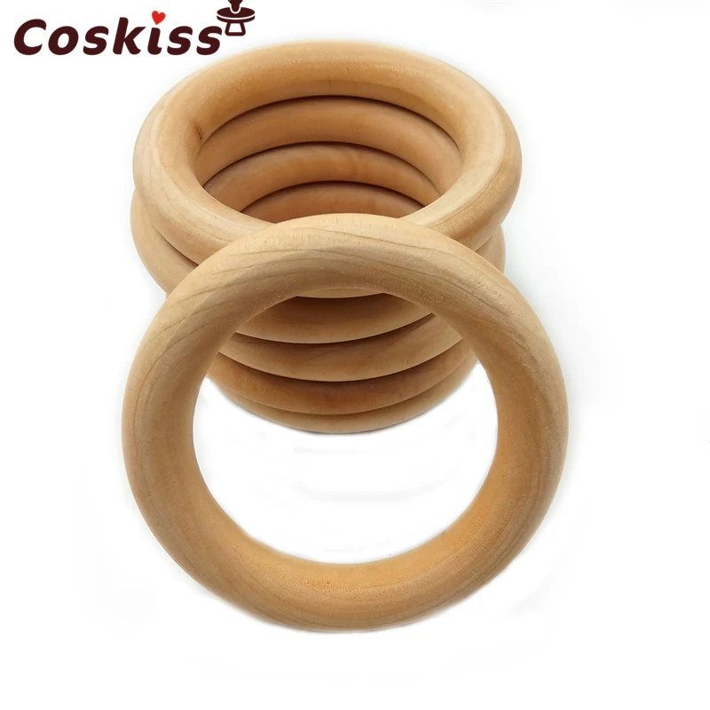 

20pcs Wooden Teething Ring Baby Teether 25-98mm DIY Nursing Materials Accessories Necklace Making Tiny Rod Ring