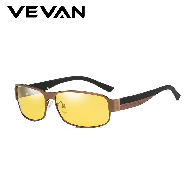 Бренд VEVAN, Ретро стиль, алюминий, ночное видение, поляризационные солнцезащитные очки, мужские, прямоугольные, солнцезащитные очки, мужские, UV400, для вождения, lentes de sol hombre