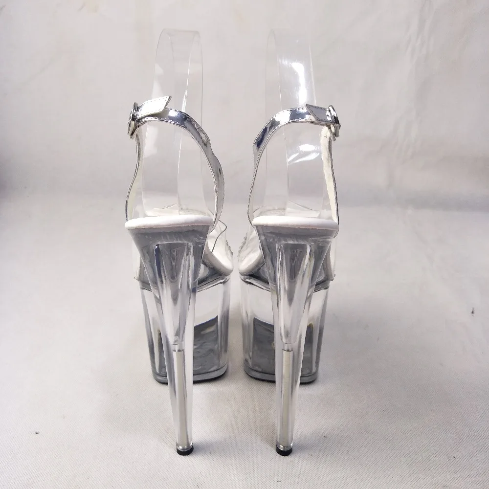 Newest Rhinestone Sexy 20cm Super High Heel Platforms Pole Dance Crystal shoes clear fisherman sandals Dance Shoes