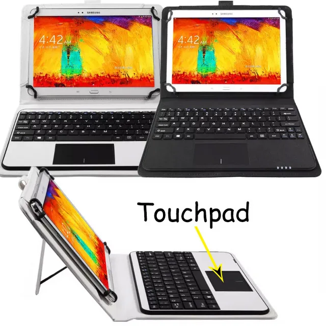 Detachable Wireless Bluetooth Keyboard With Touchpad+PU Leather Case
