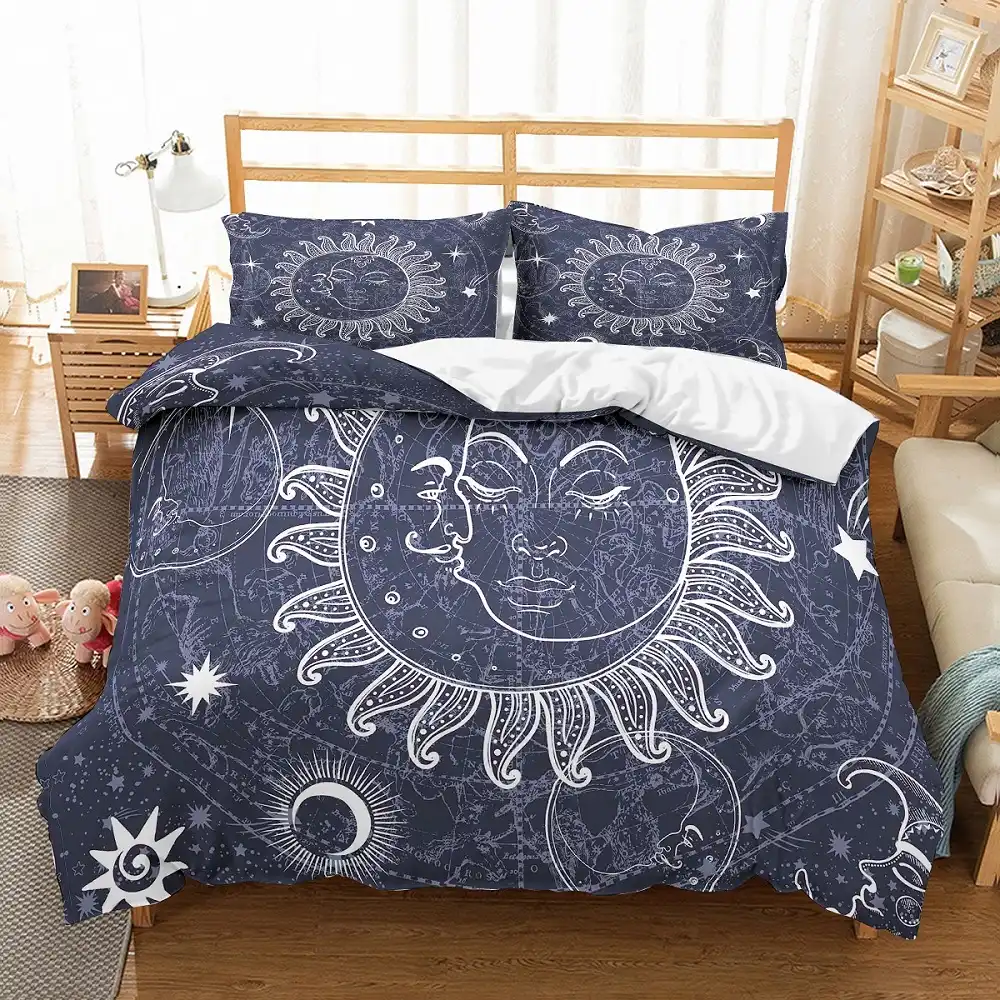 Vintage Home Bedding Sun Comet Print Duvet Cover Set Outer Space