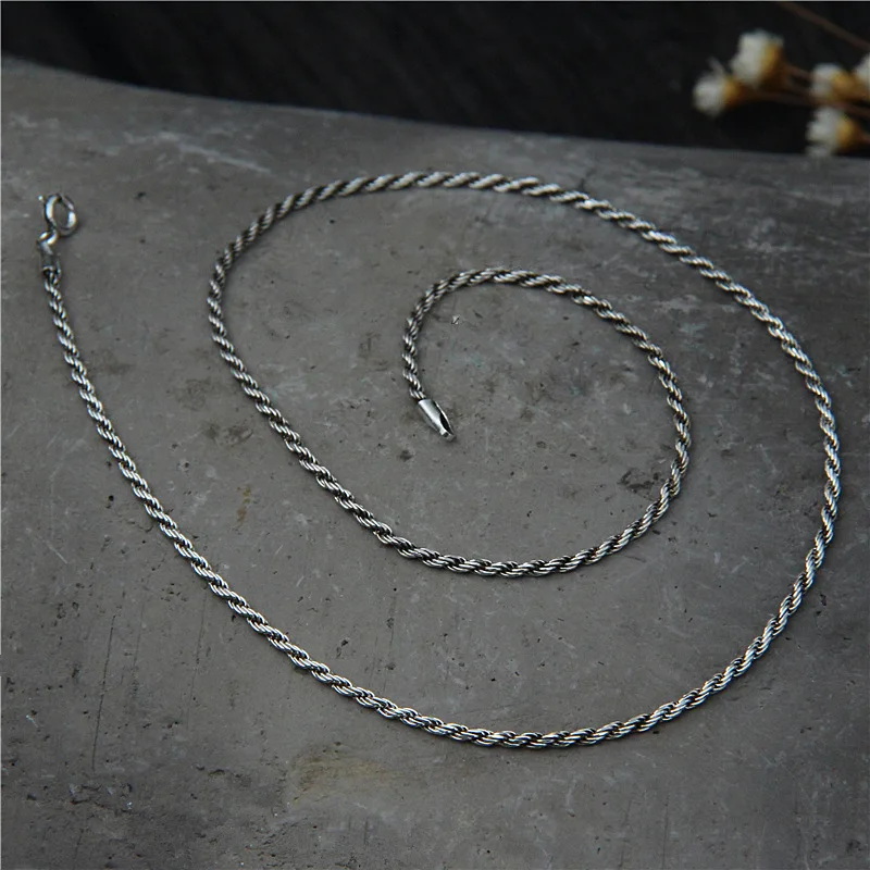 

Simple S925 Sterling Silver Wave Chain Thai Silver Twisted Rope Hemp Necklace Paragraph Wild Sweater Chain