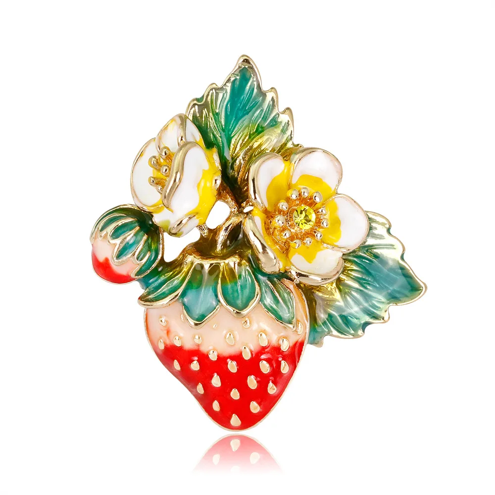 CHUKUI Trendy Red Strawberry Enamel Broochs For Men Women's Classic Vegetable Fruit Wedding Party Banquet Brooch Free Shipping (5)