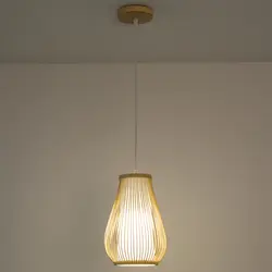 Бамбуковые лампы подвесные лампы ручной работы Ткачество дерево вязаный подвесной светильник для спальни отеля столовая домашняя G008
