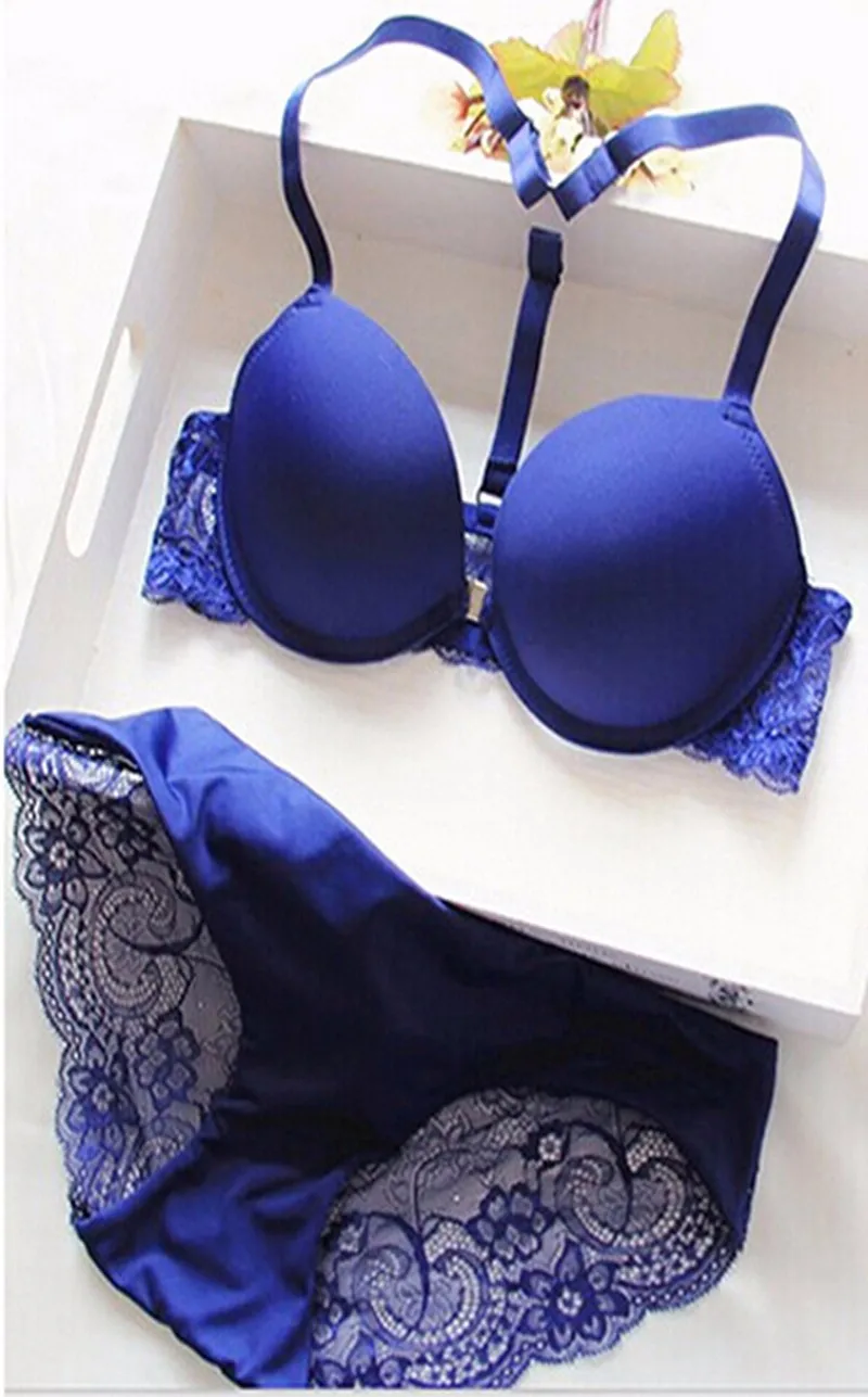 sheer bra and panty sets 2017 Fashion Sexy Front Closure Push Up A/B cup Seamless Bra Embroidery Floral Lace Racer Back Racerback Bras Underwear Sets bra and knicker sets cheap