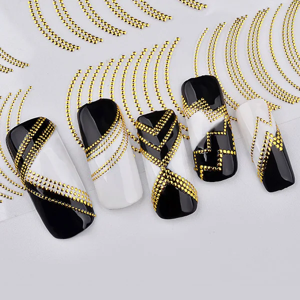 

Professional 3D Nail Art Sticker Metal Striped Wave Line Adhesive Tips Decoration Stickers DIY Manicure 998