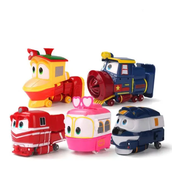 

NEW hot 6color/set Robot Trains Transformation Kay Alf Dynamic Train Family Deformation Train Car action figure toys toy doll