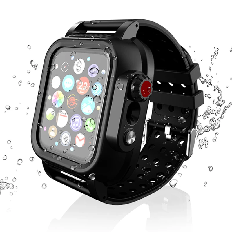 

Sport Breathable Waterproof Case for Apple Watch Series 5 4 3 Screen Protector Cover for iWatch 40/44/38/42mm with Silicone Band
