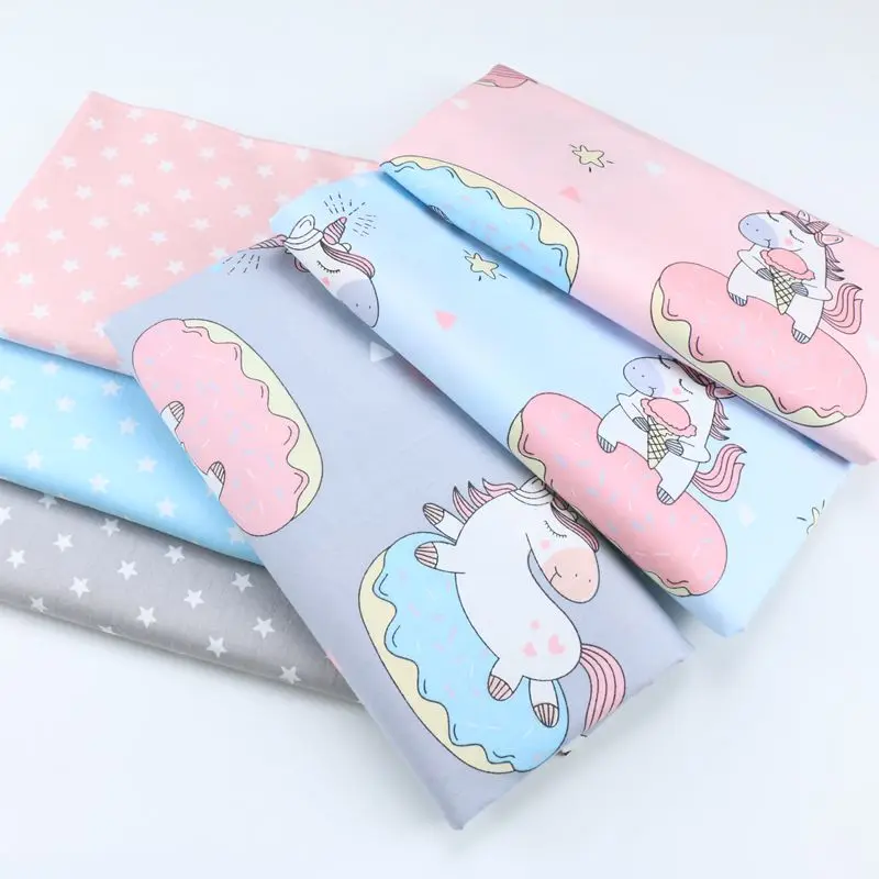 

Pink Grey Unicorn Clouds Cotton Fabric Meters for Quilting Crib Bumper Sewing Cloth Pillow Tissue for Dresses D30