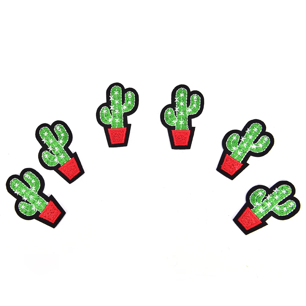 New 5PCS Cactus Iron On Badge Embroidered Applique Sewing Patches Clothes Stickers Garment Apparel Accessories DIY Crafts