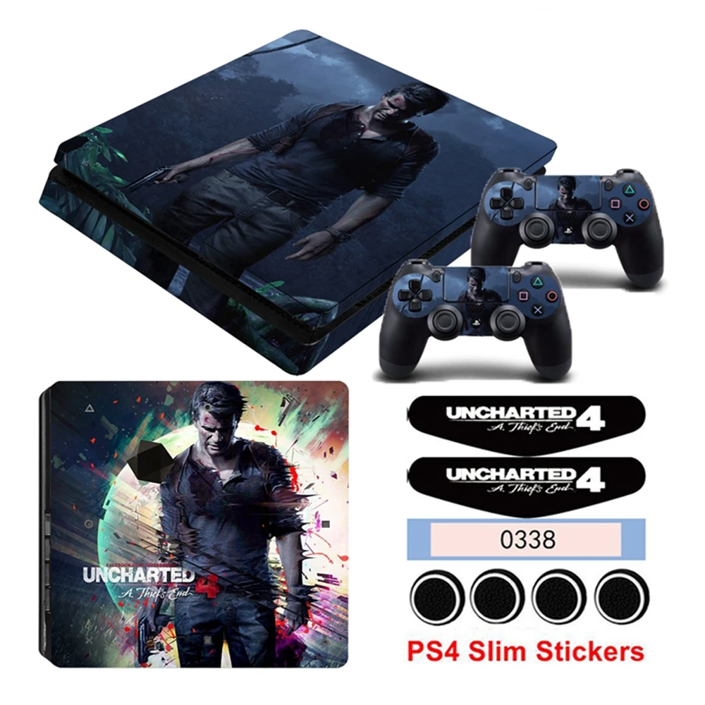 

Uncharted 4 Vinyl Game Skin Sticker For Playstation 4 Slim PS4 Slim Console and Cover Decals & Controllers Protector