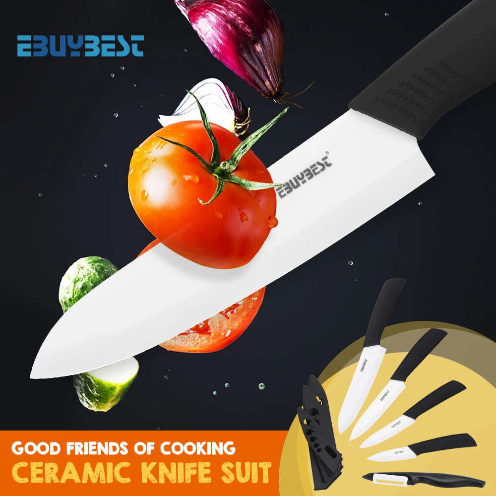 Zirconia Ceramic Knife Set White Blade 3" Paring 4" Utility 5" Slicing