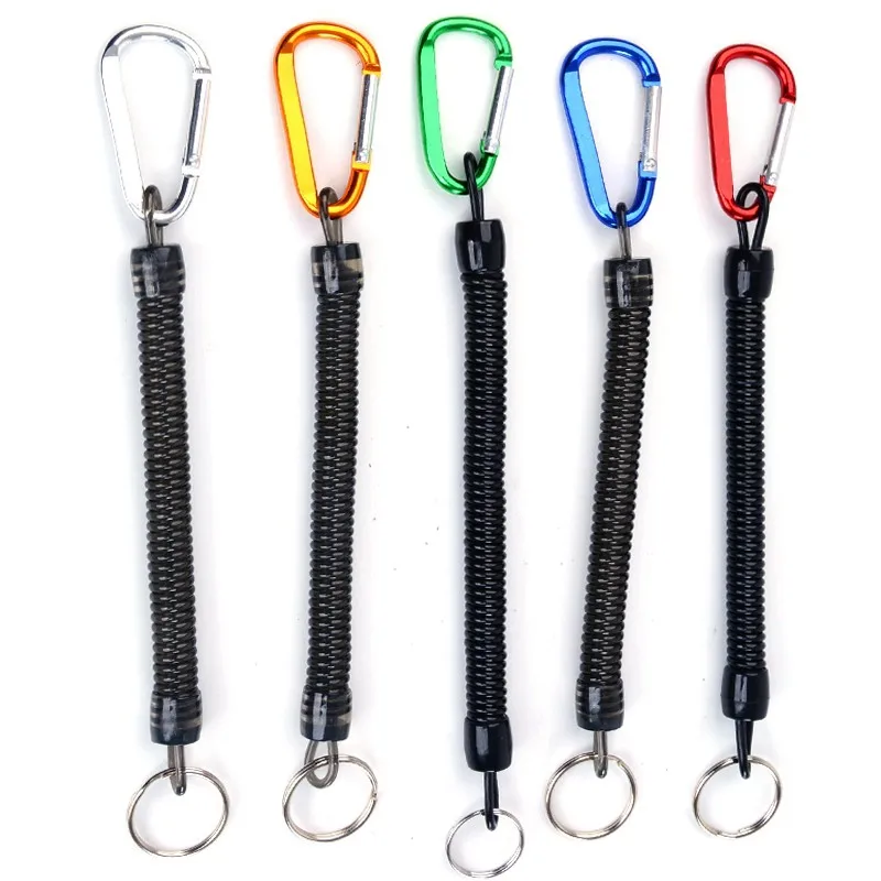 6Pc/Lot Retractable Plastic Spring Elastic Rope Security Gear Tool For Airsoft Outdoor Hiking Camping Anti-Lost Phone Keychai