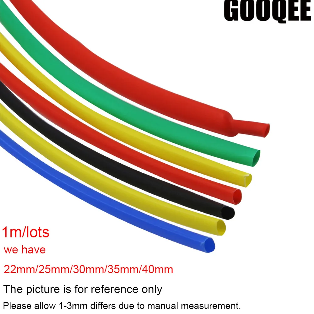 

1 Meter/lot 4 color Heatshrink 22/25/30/35/40mm Diameter Heat Shrink Tubing Tube Sleeving Wrap Wire Cable Kit